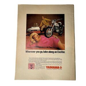 Vintage 1968 Ad Yamaha Motorcycle Sexy Dress Girl Lying Down Full Page Print u